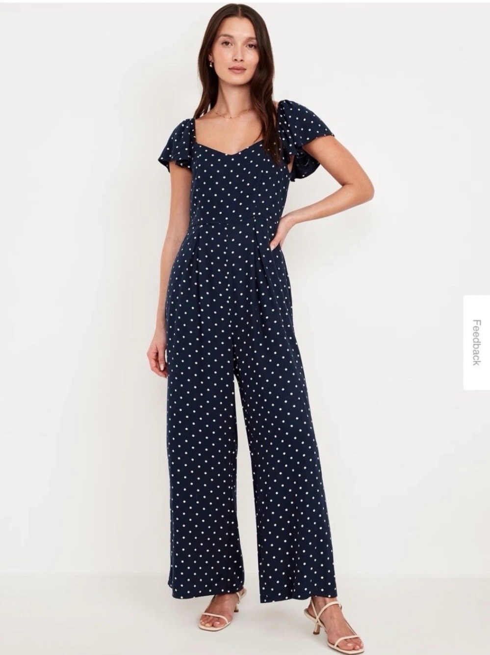 Old Navy Navy Polka Dot Square-Neck Jumpsuit Sz M
